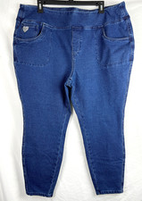 Dream Jeannes by Quacker Factory Stretch Knit Denim Blue Pull-On Jeans XL Short