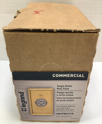 SB7PB Legrand 1-Gang Polished Brass Wall Plate Receptacle, SB7PBCC10, 10pk