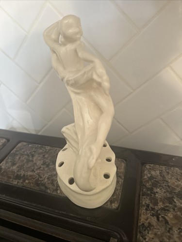 "Bufanda vintage alemana Art Deco dama desnuda bailarina flor rana vintage 9"" Alemania" - Imagen 6 de 8