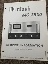 Vintage Mcintosh MC 3500 Amplifier Service Manual Information Original