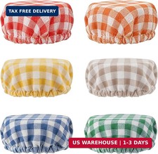 Sourdough Starter Jar Cover Set of 6 Reusable Gingham Cotton Cloth Bread Baking