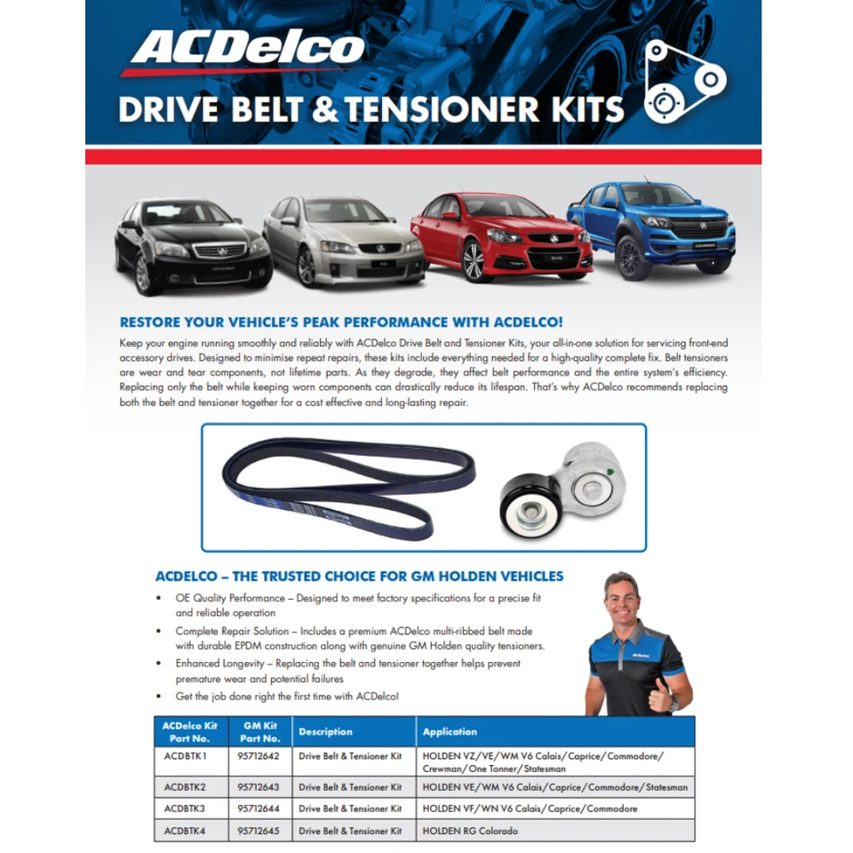 ACDelco Drive Belt & Tensioner Kit For Holden RG Trailblazer 2.8L 2012-Onwards - Image 2 of 2