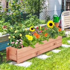 NNECW Fir Wood Raised Garden Bed Planter Box for Vegetable Fruits Herb Grow