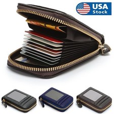 Mens RFID Blocking Leather Wallet Credit Card ID Holder Zipper Purse Waterproof
