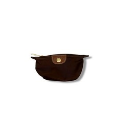 Longchamp Le Pliage Nylon Coin Purse Brown Zip Pouch Gold Hardware Micro