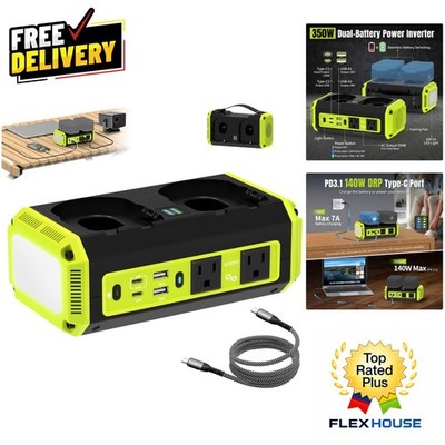 350W Pure Sine Wave Inverter with Smart Dual Battery Design & Multiple Outputs