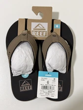 Man Reef The Layback Flip Flop Water Friendly Sandal CJ4365 Black/Tan Barnd New