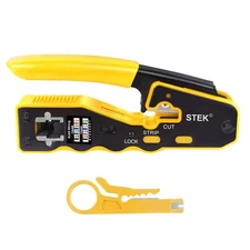 Pass Through RJ45 Crimp Tool for Cat5e Cat6a Cat7 Cat8 Ethernet Crimper