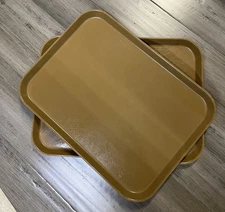 2 Cambro Camtray brown fiberglass Cafeteria Lunch Serving Tray 20” by 15” MCM 