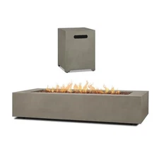 Home Square 2-Piece Set with LP Fire Table with Gas Conversion Kit & Tank Cover