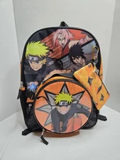 New Bioworld Naruto Backpack Lunch Box Pencil Bag Keychain Set Kids 