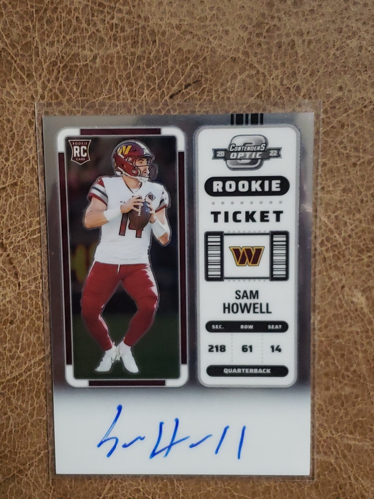2022 Contenders Optic Rookie Ticket #133 Sam Howell Commanders RC AUTO