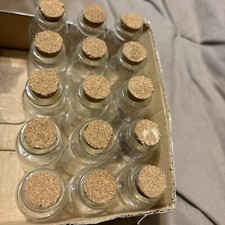  15 Pk Mini Glass Vials Bottles with Cork Stoppers 10mL   2.25  Tall