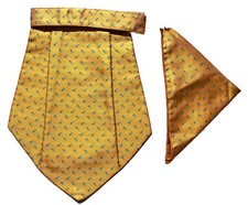 Orange green  Men Silk Cravat POCKET SQUARE Scarf Ascot Tie PARTY-PRE STITCHED