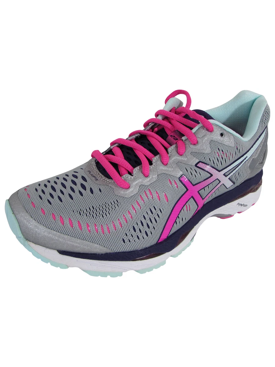 160 Asics Womens GEL Kayano 23 Running Shoes Silver Pink Glow