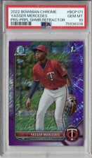 2022 BOWMAN CHROME YASSER MERCEDES PRS PURPLE SHIMMER REFRACTOR /250 PSA 10 1STB