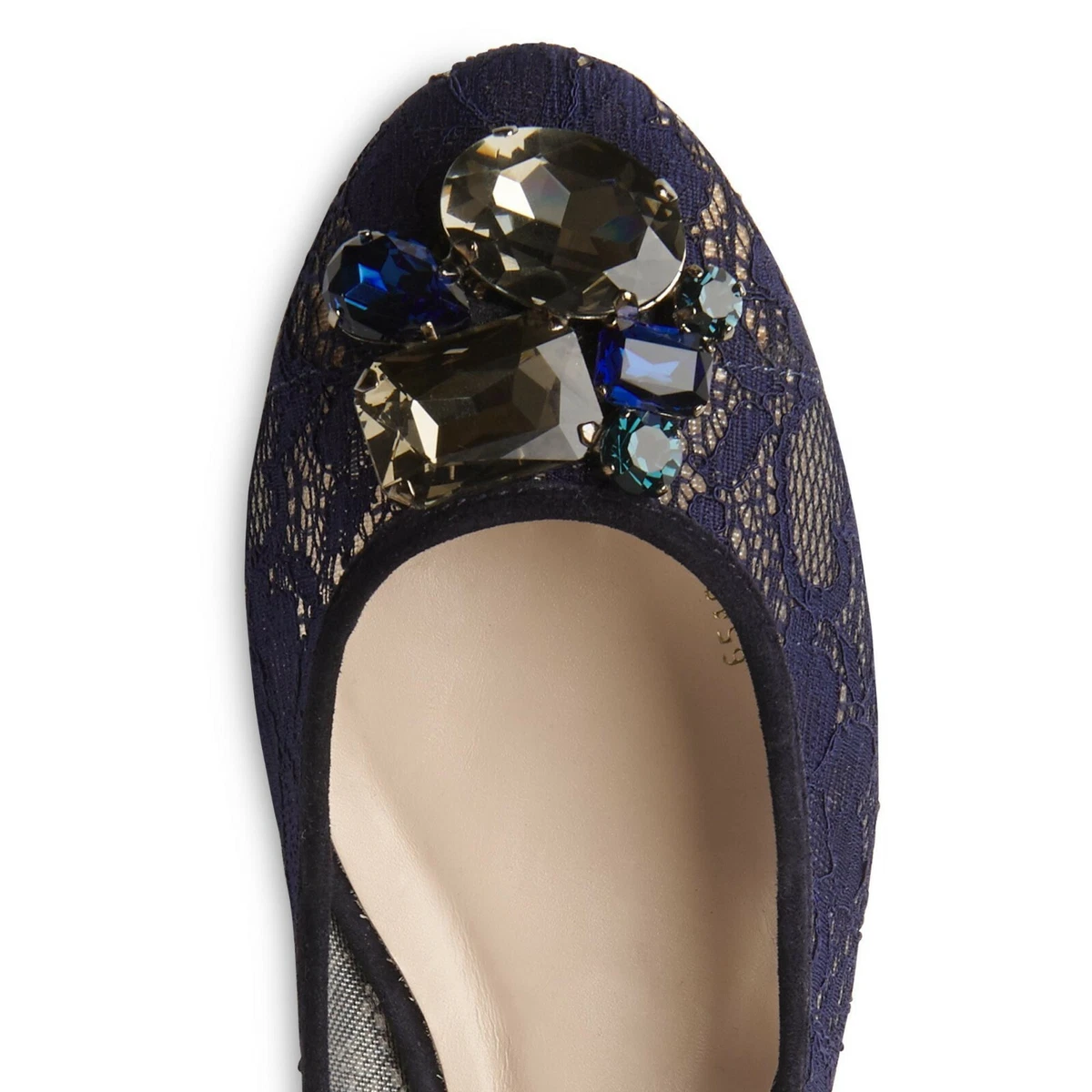 L.K. Bennett Jessica Jewelled Lace Pumps Ballerina Flat Shoes in Navy size 37 4