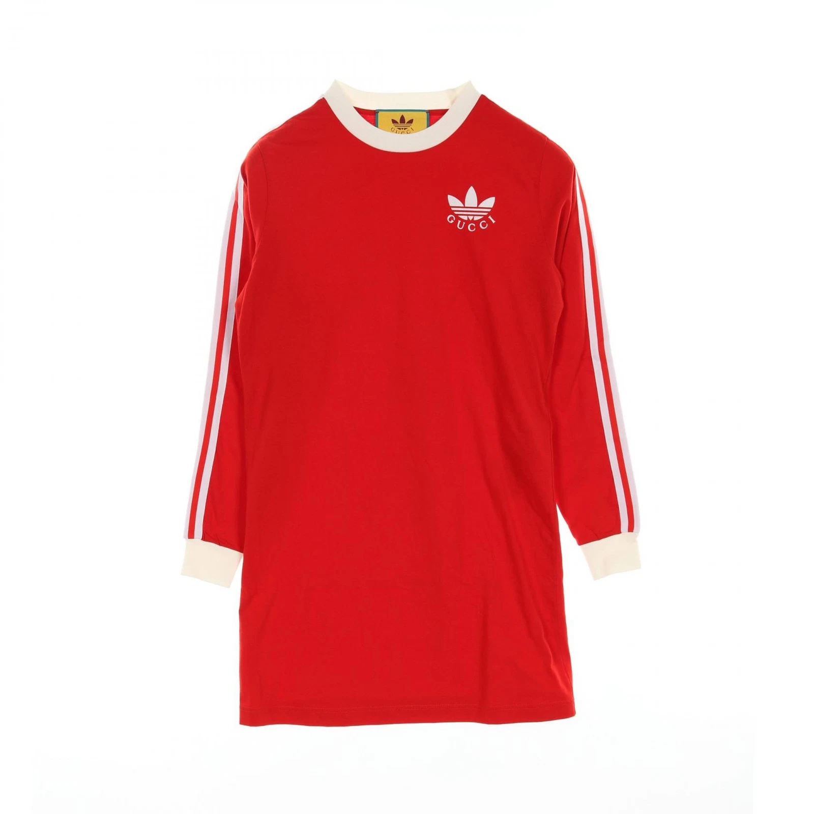 Abito Gucci x Adidas Trifoglio 693537 cotone rosso bianco usato donnaa ta