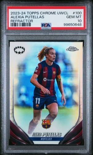 2023-24 TOPPS CHROME UWCL ALEXIA PUTELLAS #100 REFRACTOR PSA 10 POP 1 BARCELONA - Picture 1 of 2