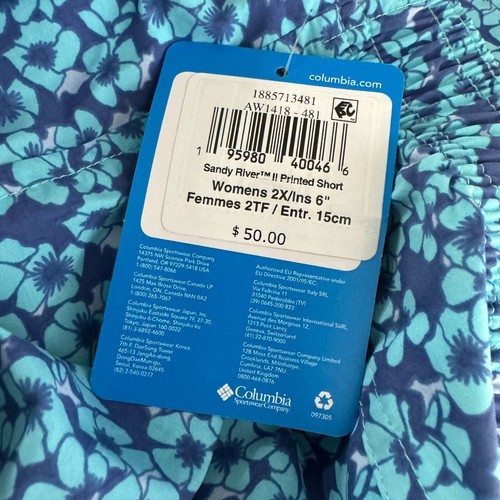 Columbia Sandy River Printed Shorts Womens 2X Blue Floral Nylon NWT SS-1669 - Picture 10 of 14