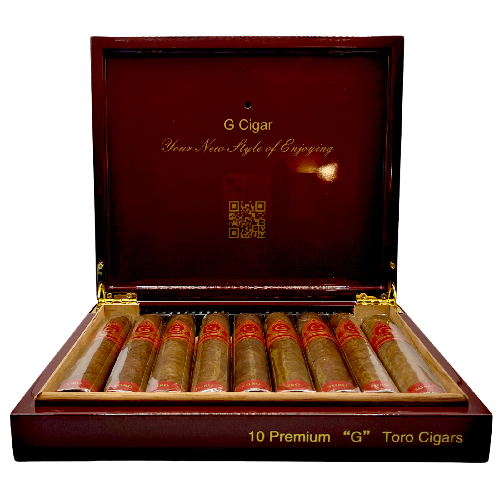 G Cigars Luxury High Quality Cedar Wood Humidor for 10-15 Cigars, (Red, Big)