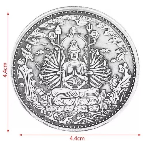Tibet Silver Ancient Coins Collection Buddhist Thousand Hand Guanyin Heart - Picture 2 of 6