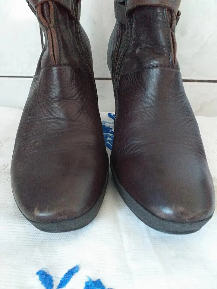 Marc O Polo Botines Mujer Botas Tacones Altos Cuero Marrón EE. UU. 8.5 UE 39 Foto 4 de 4
