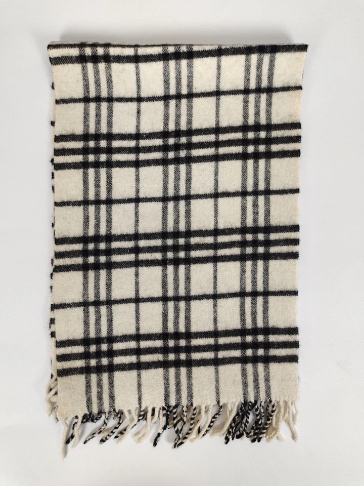 Burberry подлинный винтажный nova чек слоновой кости 100% ягненка шерсти зимний шарф шарфы - Изображение 2 из 4