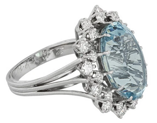 14.06CT Aquamarine & Cubic Zirconia Women Gorgeous Ring In 935 Argentium Silver  - Image 3 of 4