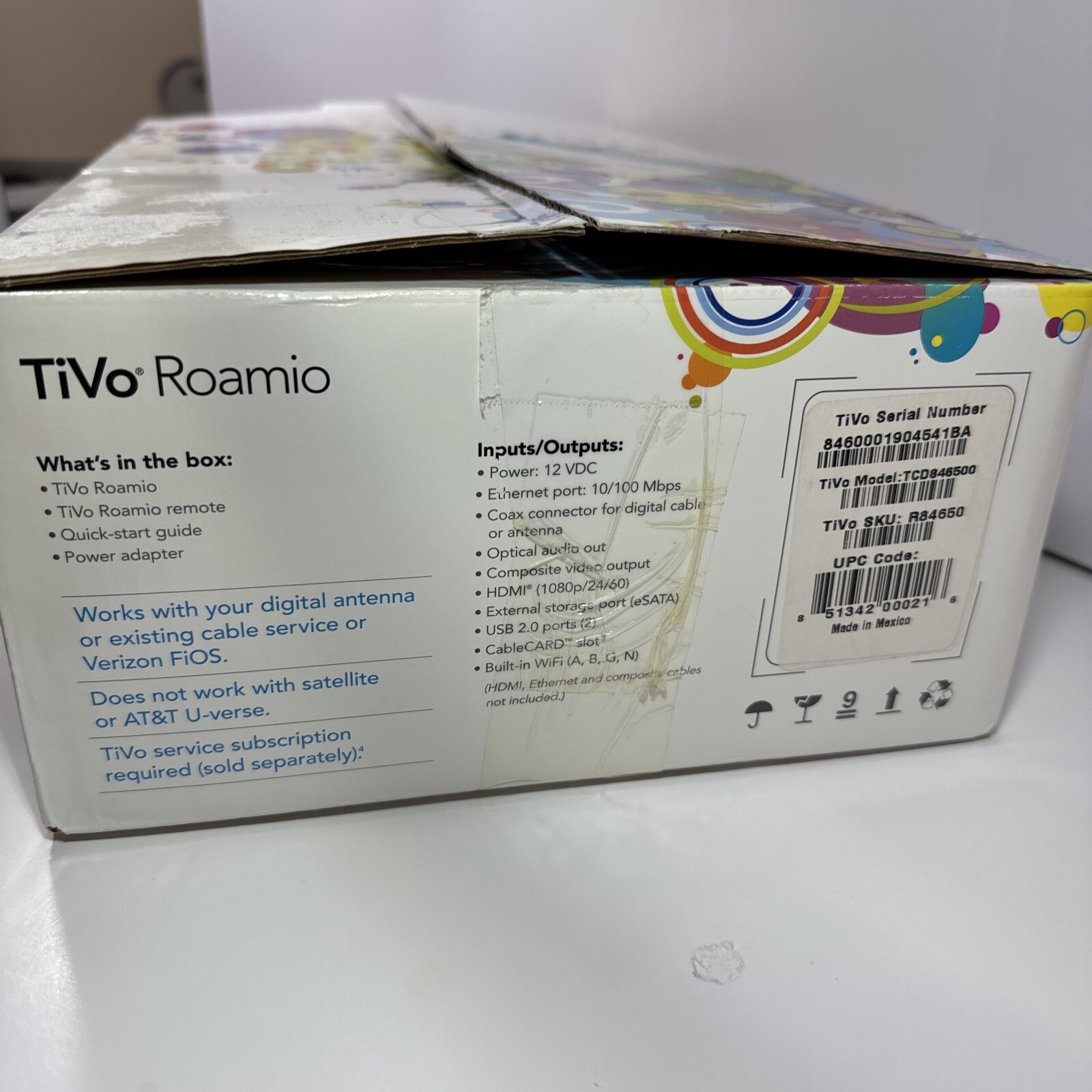 TiVo Roamio TCD846500 Cable or Antenna DVR W/ Remote, Manual, Power