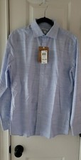 Bar III Men's Organic Slim-Fit Stretch Dress Shirt Size M 15 -15 1/2  Lt Blue