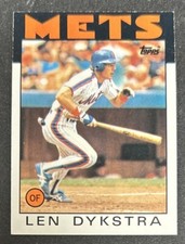 1986 Topps Len Dykstra Baseball Rookie Card (RC) #53 Mets OF VG O/C. rookie card picture