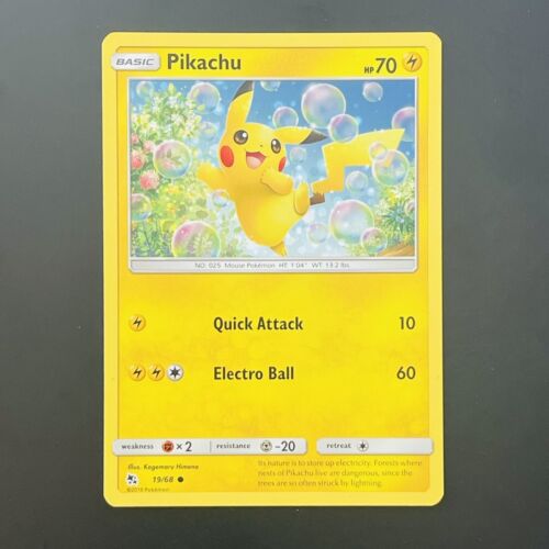 Pokemon Card 19/68 Pikachu Hidden Fates Non Holo Common (LP) 2019 - Afbeelding 1 van 2