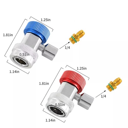 2Pack R134A Quick Connector Adapter Coupler Auto AC Manifold Gauge Low/High HVAC - Foto 8 di 10