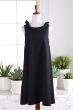 POMANDER PLACE Tuckernuck $128 Black Crepe Ruffle Collar Shift Dress Size XS