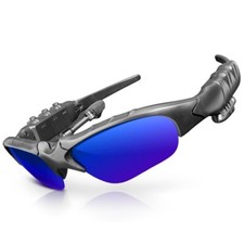 Wireless Bluetooth Glasses Music Headset Audio Blue Lens Smart Sunglasses