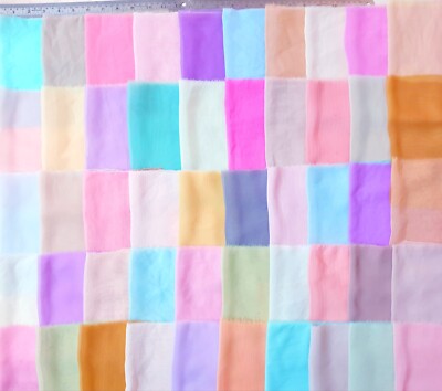 LOT Vintage Sari Fabrics REMNANT 50 pcs 6''16'' inches PASTEL Plain DS86