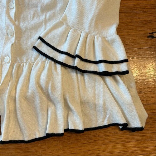 LANE BRYANT WOMEN IVORY BLACK 3/4 SLEEVE RUFFLE SOFT CARDIGAN PLUS SZ 18/20 - Picture 4 of 7