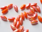 36 Vintage Navette 10x5mm Milk Glass Rhinestones Orange AB Dome Top PB B4-1B