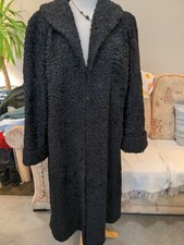 Dickins And Jones Vintage Faux Fur Black Swing A Line Coat Size 14