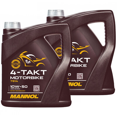 Motoröl Motor Öl MANNOL 10W-50 4-Takt Motorbike 2 X 4 Liter für Aprilia BMW KTM