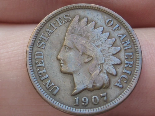 1907 Indian Head Cent Penny- VF/XF Details