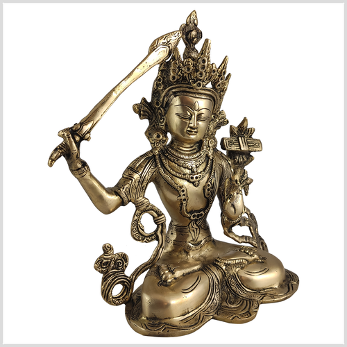 Buda Manjushri 27 cm 3 kg latón Tíbet Monju verde Tara Chen Rezig - hecho a mano - Imagen 2 de 4