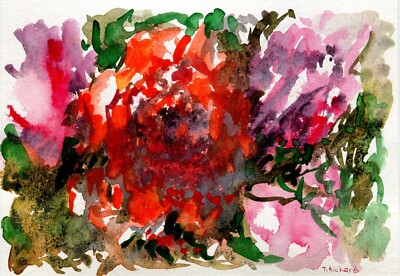 Watercolor painting ORIGINAL art Peony wall art Flower floral peonies 5x7''