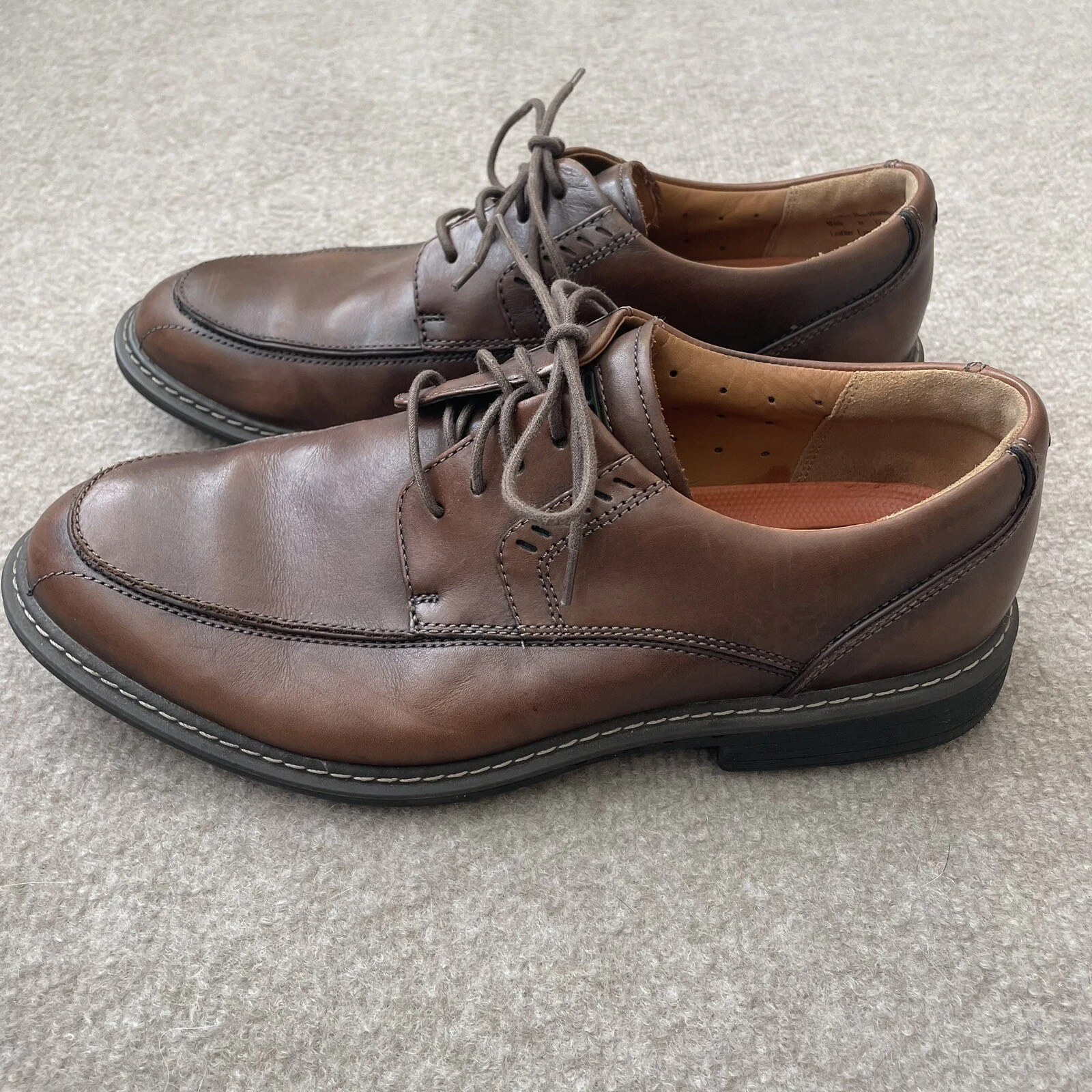 Scarpe Clarks uomo taglia 10 pelle marrone Oxford stringate casual destrutturate