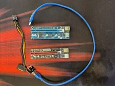 PCIe x1 to PCIe x16 Powered Riser, with USB 3.0 and 6-pin to Sata power cable