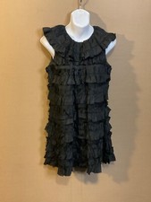 Women's Circus Goth Flapper Style Loose Ruffle Layers Little Black Dress Sz S