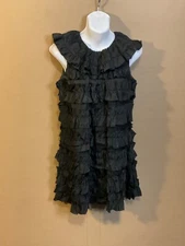 Women's Circus Goth Flapper Style Loose Ruffle Layers Little Black Dress Sz S