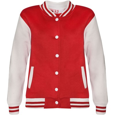 Kinder Jungen Baseball rote Jacke Uni Schuljacke Oberteil 5-13 Jahre