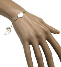 NEW 10K SOLID GOLD D'ORO DIAMOND CUT BALLS,HEART,CABLE CHAIN BRACELET - 7.5